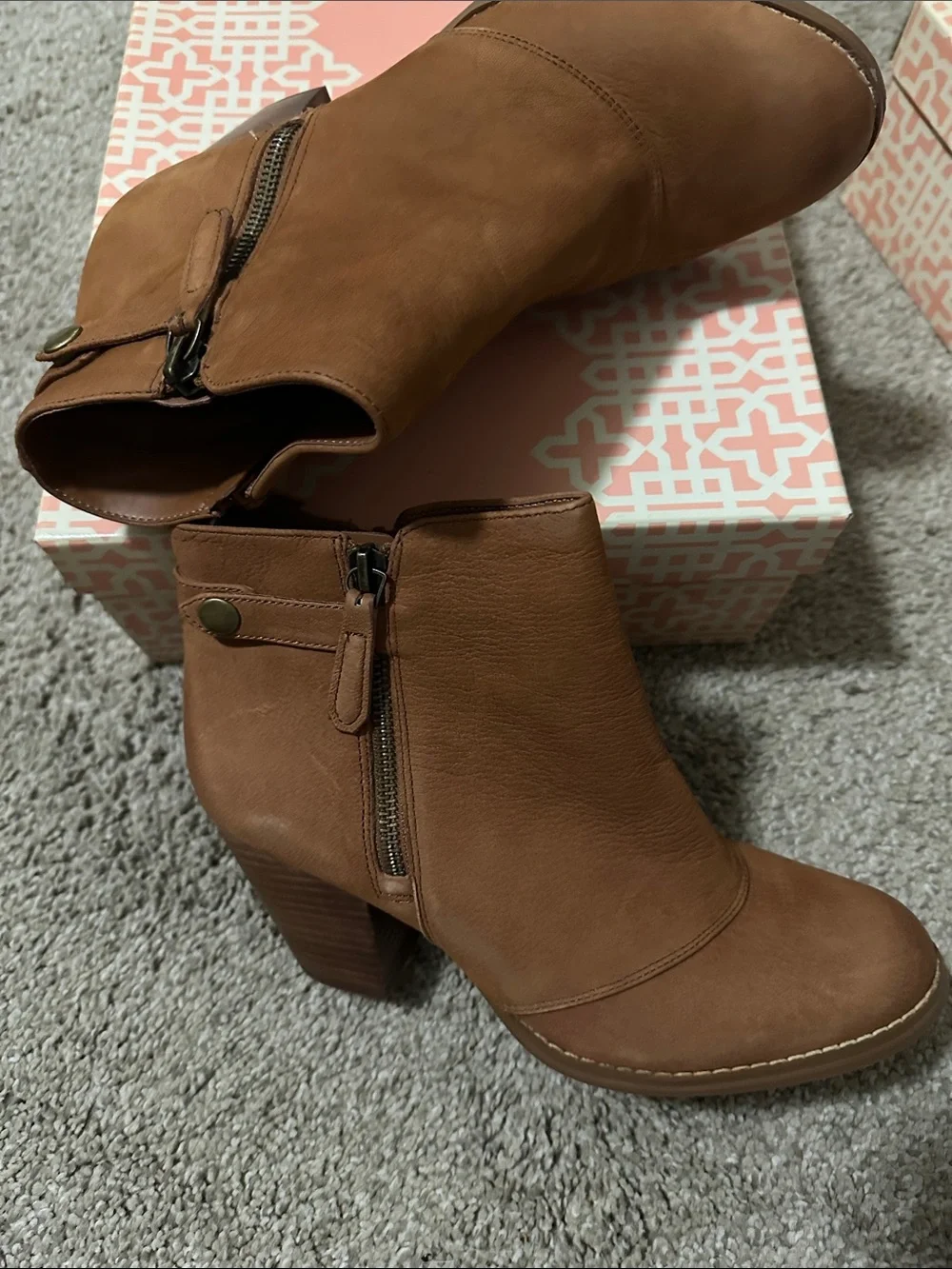 Gianni Bini Chestnut Brown Suede Ankle Booties